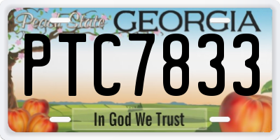 GA license plate PTC7833