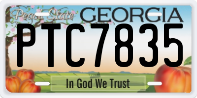 GA license plate PTC7835