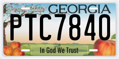 GA license plate PTC7840