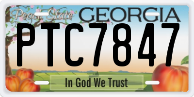 GA license plate PTC7847
