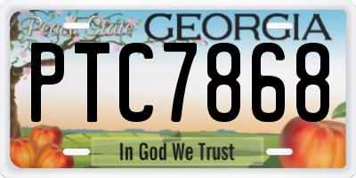 GA license plate PTC7868