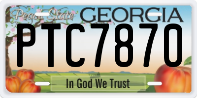 GA license plate PTC7870