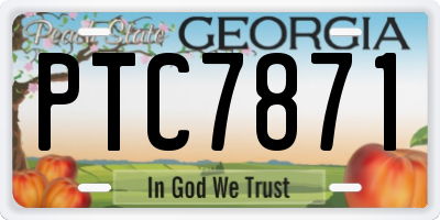 GA license plate PTC7871