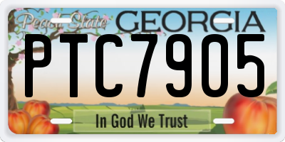 GA license plate PTC7905