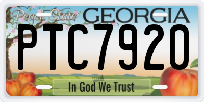 GA license plate PTC7920