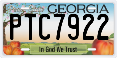 GA license plate PTC7922