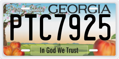 GA license plate PTC7925