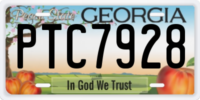 GA license plate PTC7928
