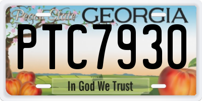 GA license plate PTC7930