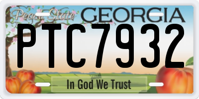 GA license plate PTC7932