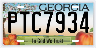 GA license plate PTC7934