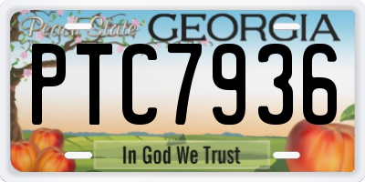 GA license plate PTC7936