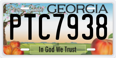 GA license plate PTC7938