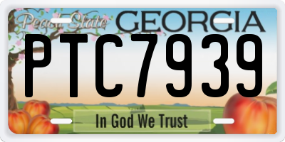 GA license plate PTC7939
