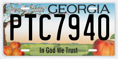 GA license plate PTC7940