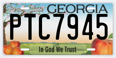 GA license plate PTC7945