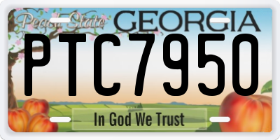 GA license plate PTC7950