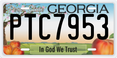 GA license plate PTC7953