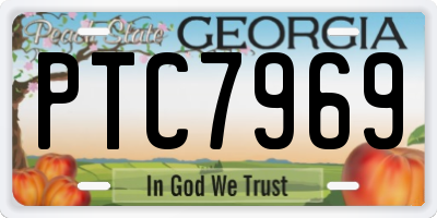 GA license plate PTC7969