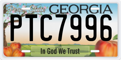 GA license plate PTC7996