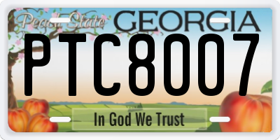 GA license plate PTC8007