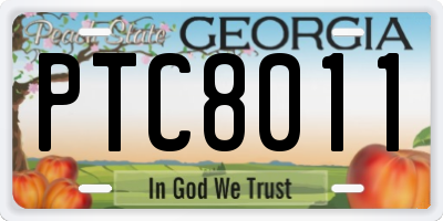 GA license plate PTC8011