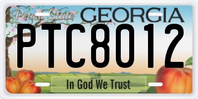 GA license plate PTC8012