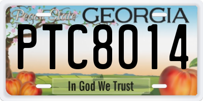 GA license plate PTC8014