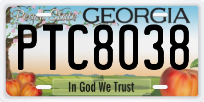 GA license plate PTC8038
