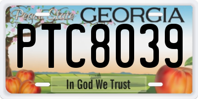 GA license plate PTC8039
