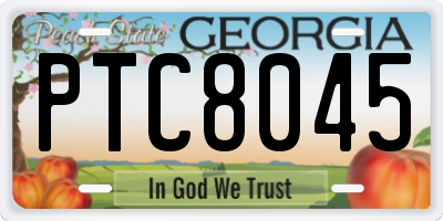 GA license plate PTC8045