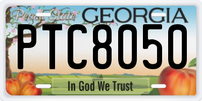 GA license plate PTC8050