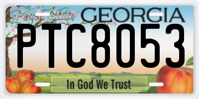 GA license plate PTC8053