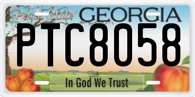 GA license plate PTC8058