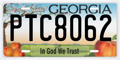 GA license plate PTC8062