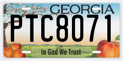 GA license plate PTC8071