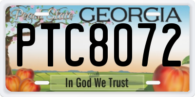 GA license plate PTC8072