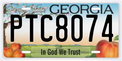 GA license plate PTC8074