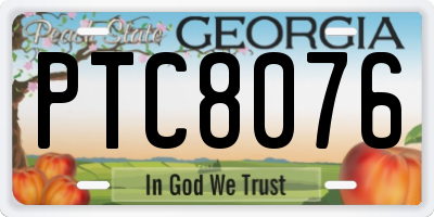 GA license plate PTC8076