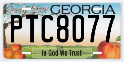 GA license plate PTC8077