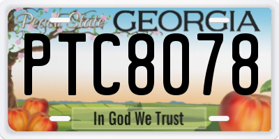 GA license plate PTC8078