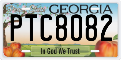 GA license plate PTC8082