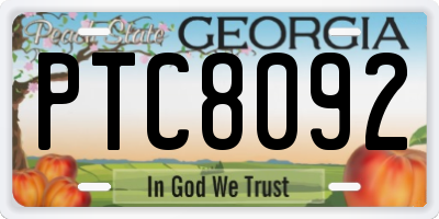 GA license plate PTC8092