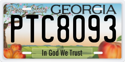 GA license plate PTC8093