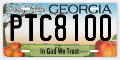 GA license plate PTC8100