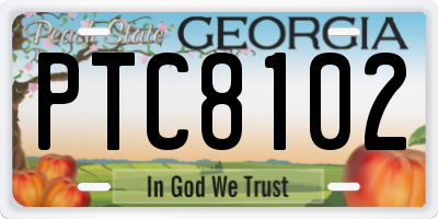 GA license plate PTC8102