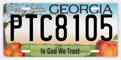 GA license plate PTC8105