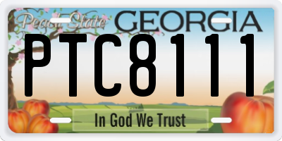 GA license plate PTC8111
