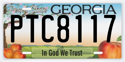 GA license plate PTC8117