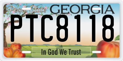 GA license plate PTC8118